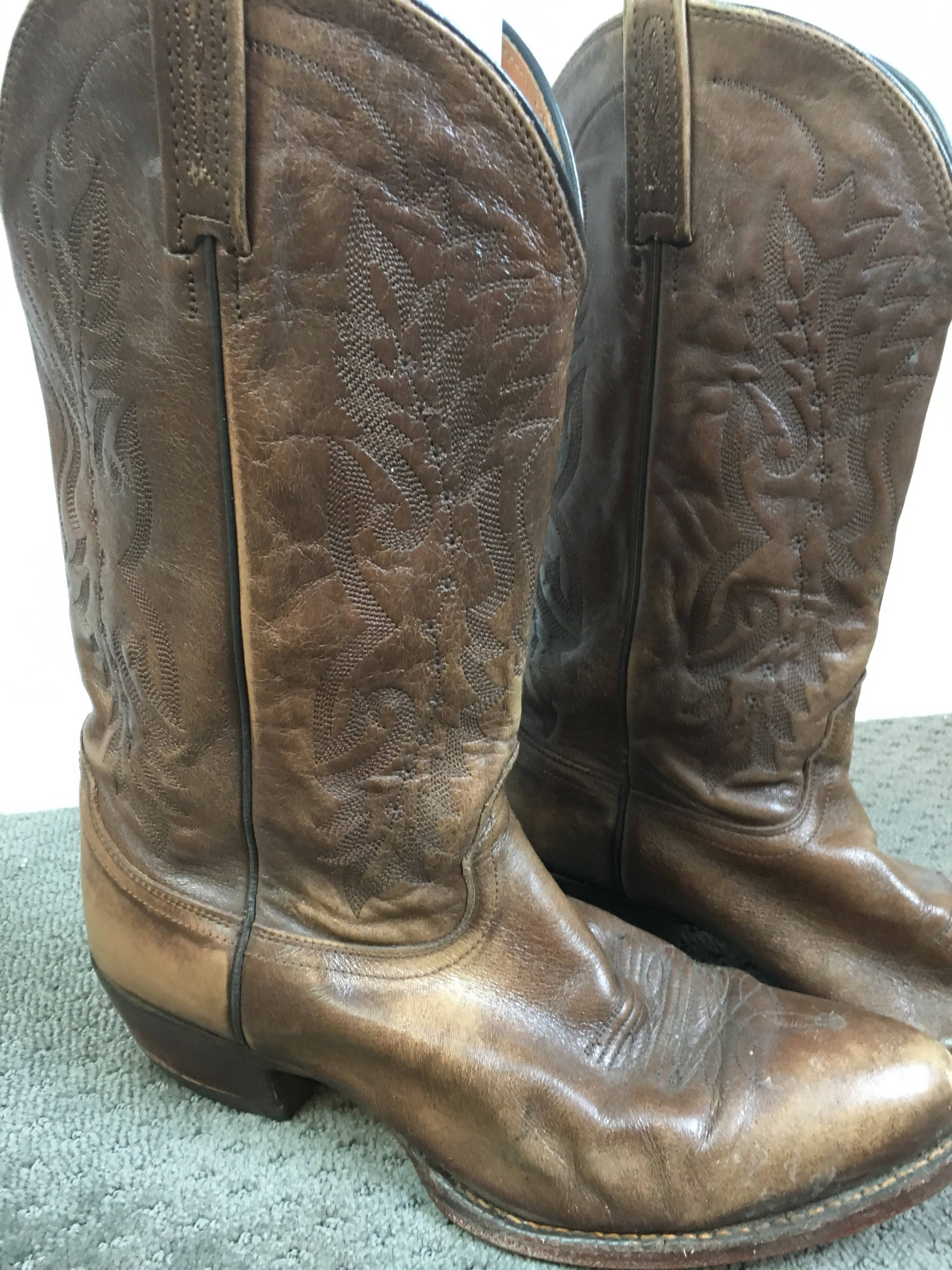 Vintage Cowboy Boots Mens 9.5 Brown Silverado Leather Western USA Mens Western Boots// Vintage Brown Leather Cowboy Boots  main image 3