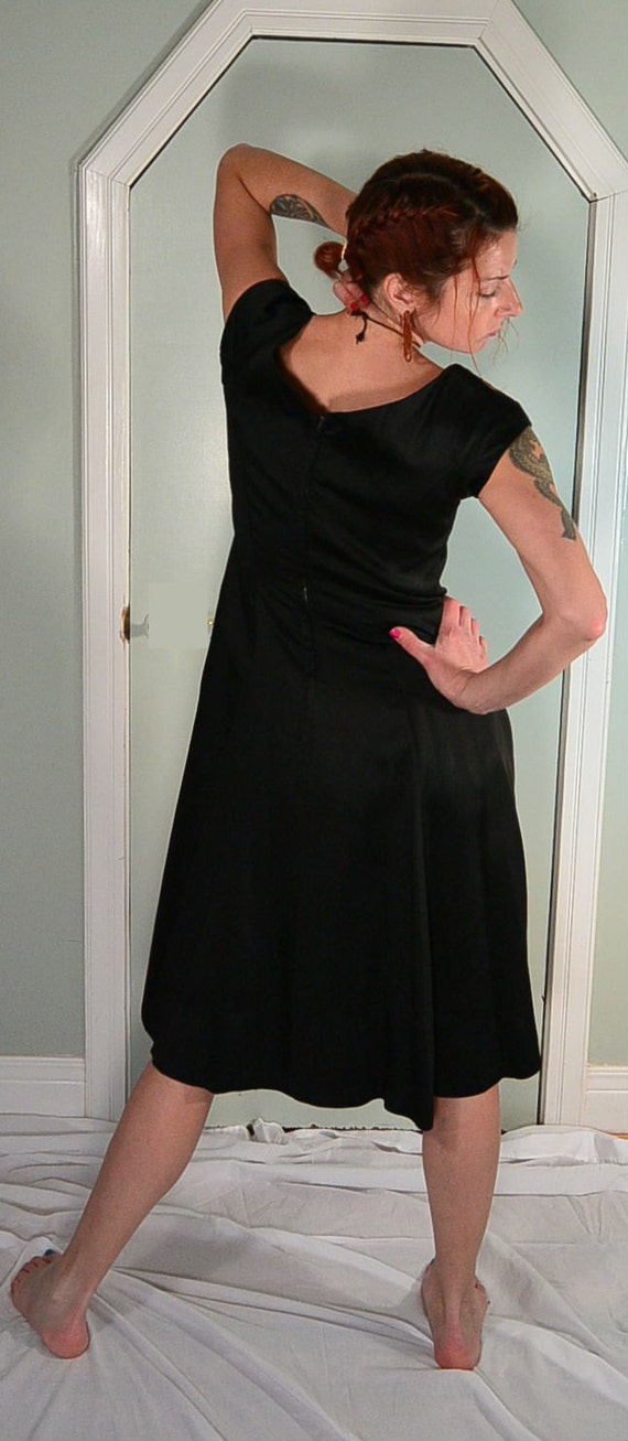 50s Black princess Dress//Satin Dress//Bow Dress/… - image 3