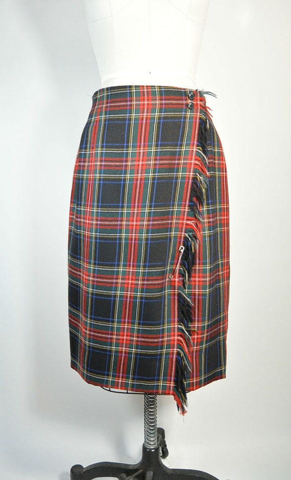 Plaid 80s Skirt// Kilt Skirt// Wool Plaid School G
