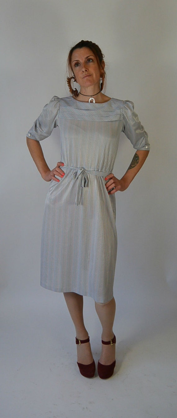 Striped Secretary Dress// 70s dress// 80s dress// 