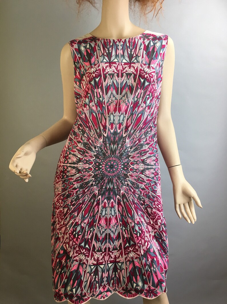 Psychedelic 60s Dress// Pucciesque Vintage Dress// Medium-large Psychedelic Dress F1 image 2