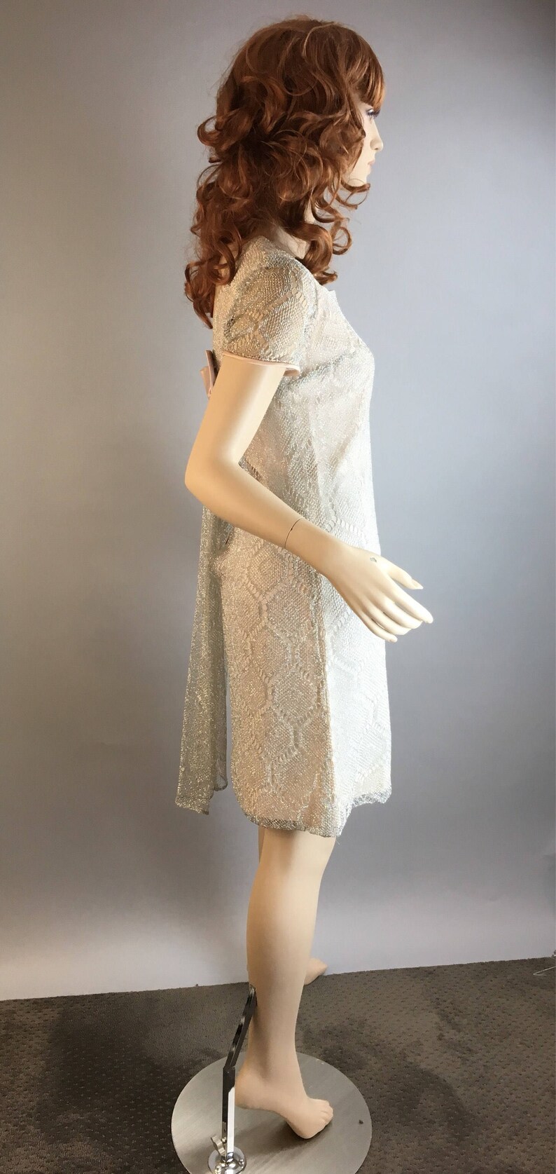 Vintage Mod 60s Dress// Sparkling Silver Vintage Dress// Mod Shift Dress image 5