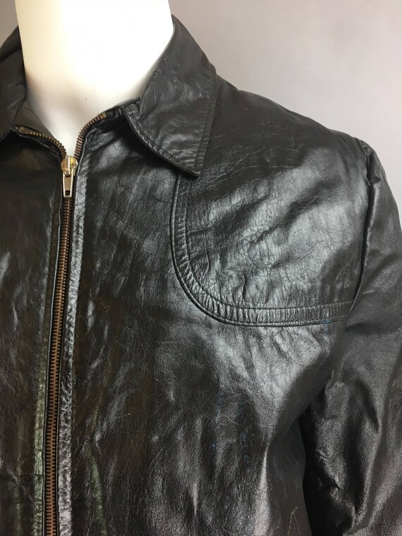 Vintage Leather 80s Jacket// Faux Fur Lined Motor… - image 3