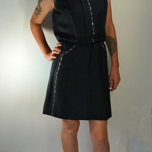 Vintage 40s Dress// Navy Blue Dress// Rhinestone Dress (F1)