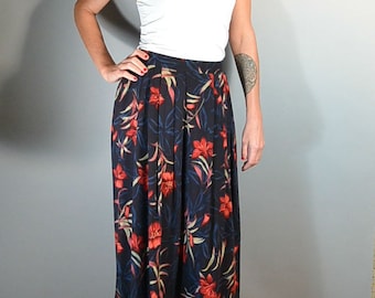 Rayon 80s Skirt// Navy Blue Skirt// Secretary Skirt (F1)