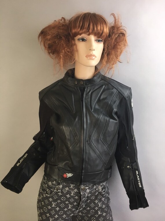 Vintage Leather Motorcycle Jacket// Sport Biker Ja