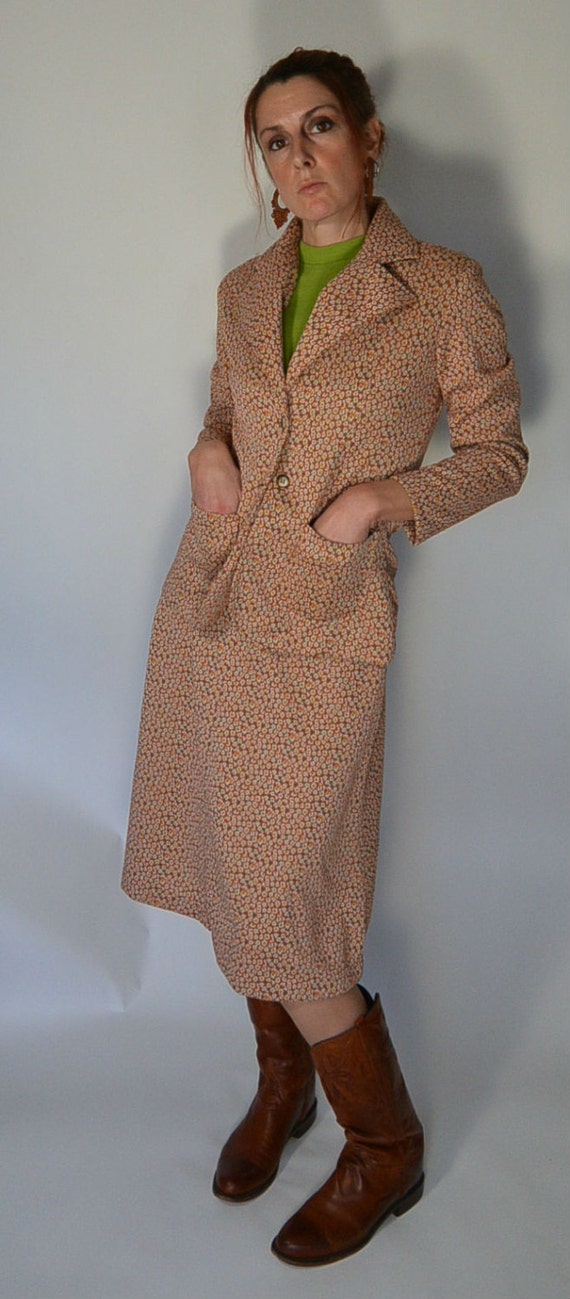 60s Flower Power Work Suit with Deadstock Lime Gr… - image 1