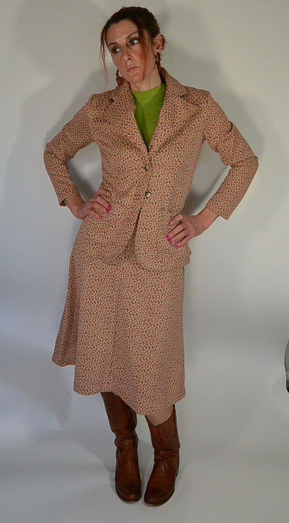 60s Flower Power Work Suit with Deadstock Lime Gr… - image 2