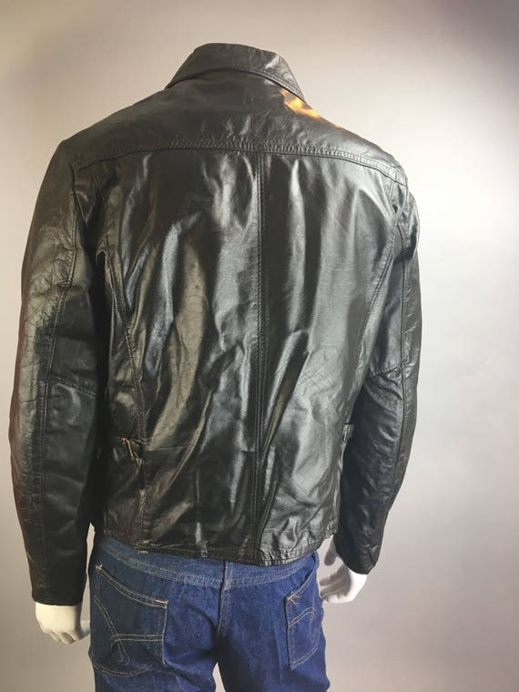 Vintage Leather 80s Jacket// Faux Fur Lined Motor… - image 4