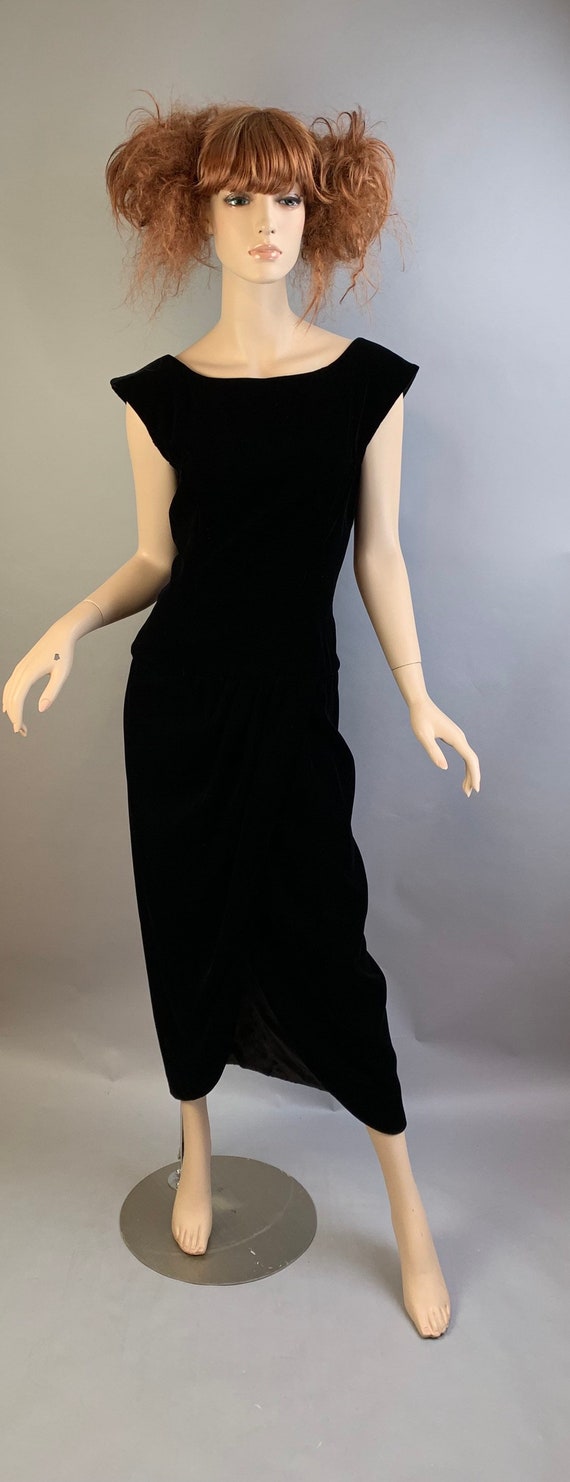 Vintage Victor Costa Dress// 80s Velvet Dress// 8… - image 1