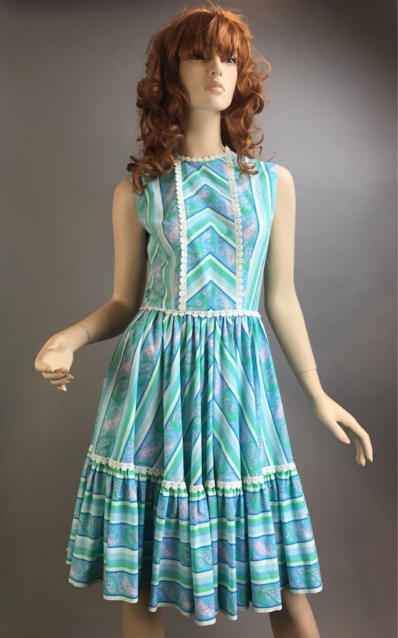Vintage Square Dance Dress// Pastel Flounce Dress… - image 2