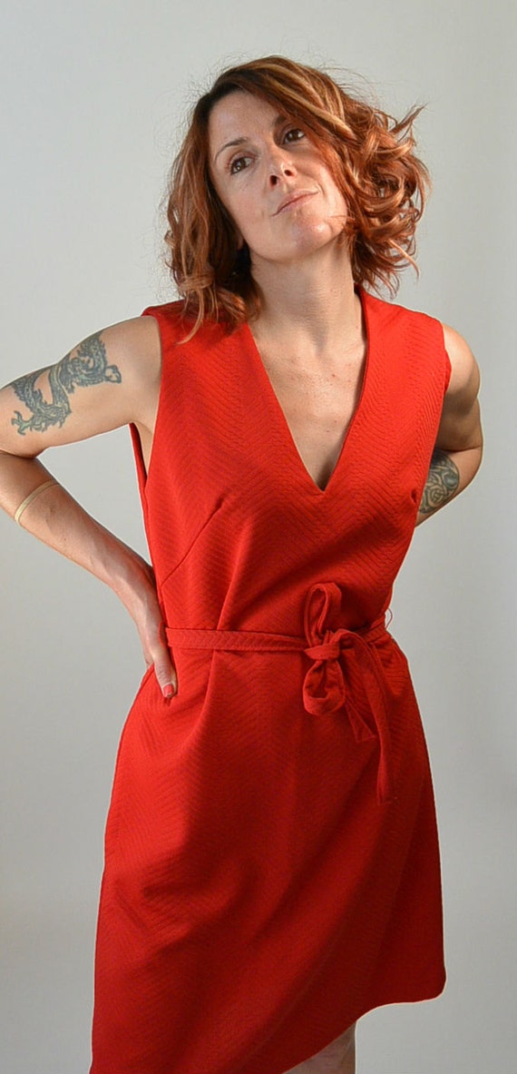 Bright Red Mod Shift// 60s Shift Dress// Mod Dres… - image 4