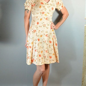 70s Prairie Dress// Festival Dress// Empire Waist Dress// Size Small Orange dress (F1)