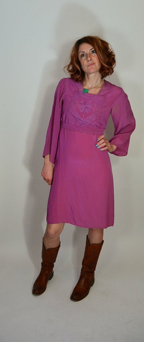 Silk Dress// 70s Dress// Designer Dress Albert Cap