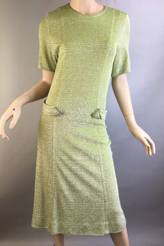 Vintage 60s Mod Sparkly Dress// Drop Waist Mod Gr… - image 2