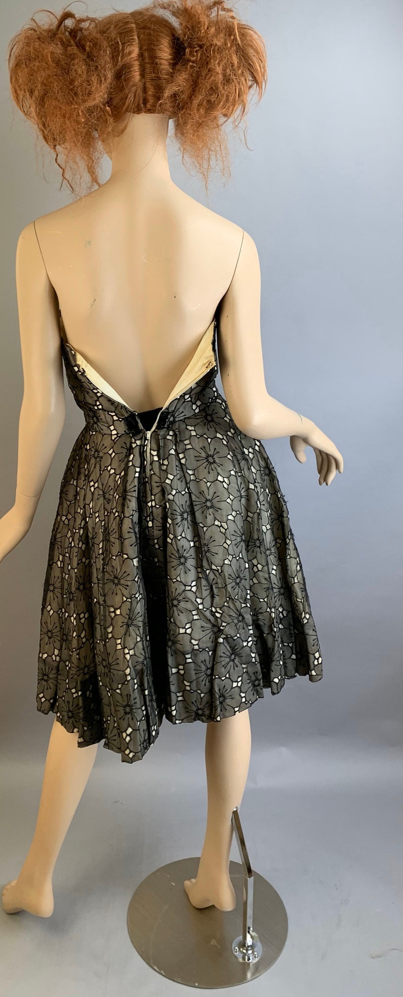 Vintage 50S Halter Dress// Strapless 50S Dress// Chiffon Holiday Dress image 7