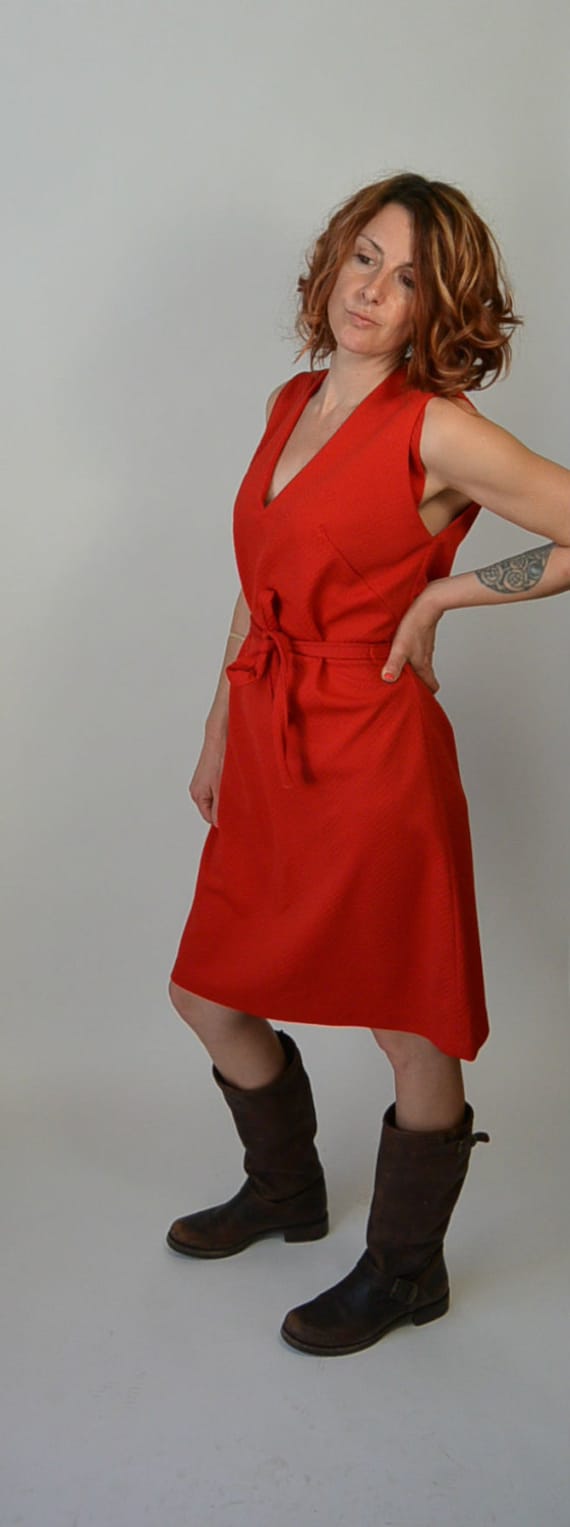 Bright Red Mod Shift// 60s Shift Dress// Mod Dres… - image 2