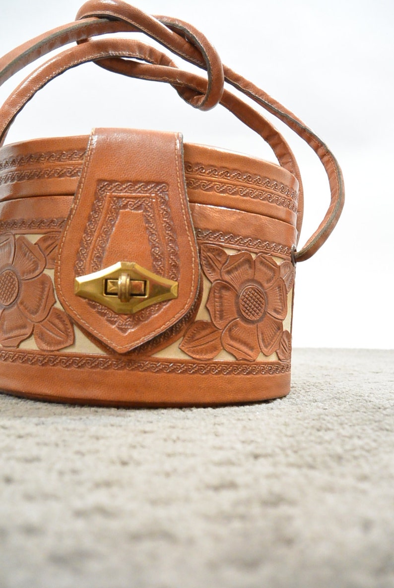Vintage 30s Tooled Leather Purse// Pill Box Leather Purse// Etsy