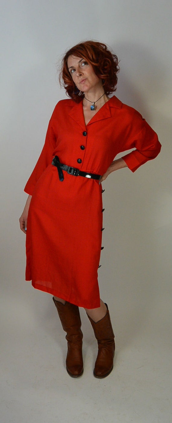 Bright Red Secretary 80s Dress// 80s Dress// Secre
