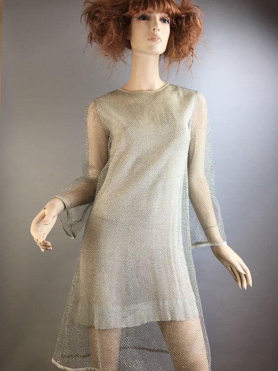 Vintage Mod Fishnet Dress// Gogo Dancer Net Dress/