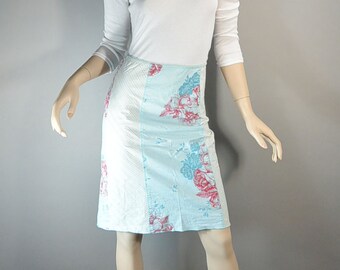90s Mixed Print Skirt// Cotton A-line Skirt// Adorable 90s Skirt (F1)