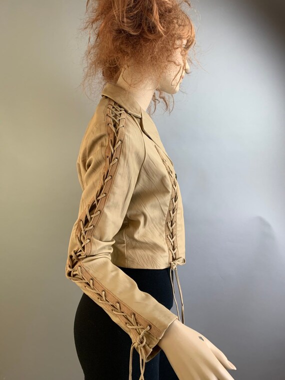 Womens Leather Jacket// Rodarte Crinkle Leather J… - image 4