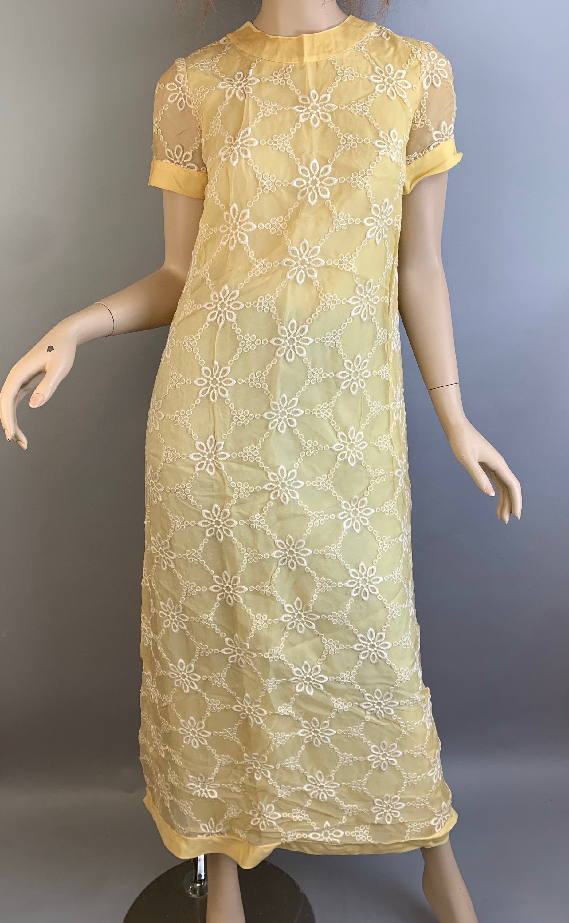 Lemon Yellow Maxi Dress// Vintage 60s Spring Dress// Short | Etsy
