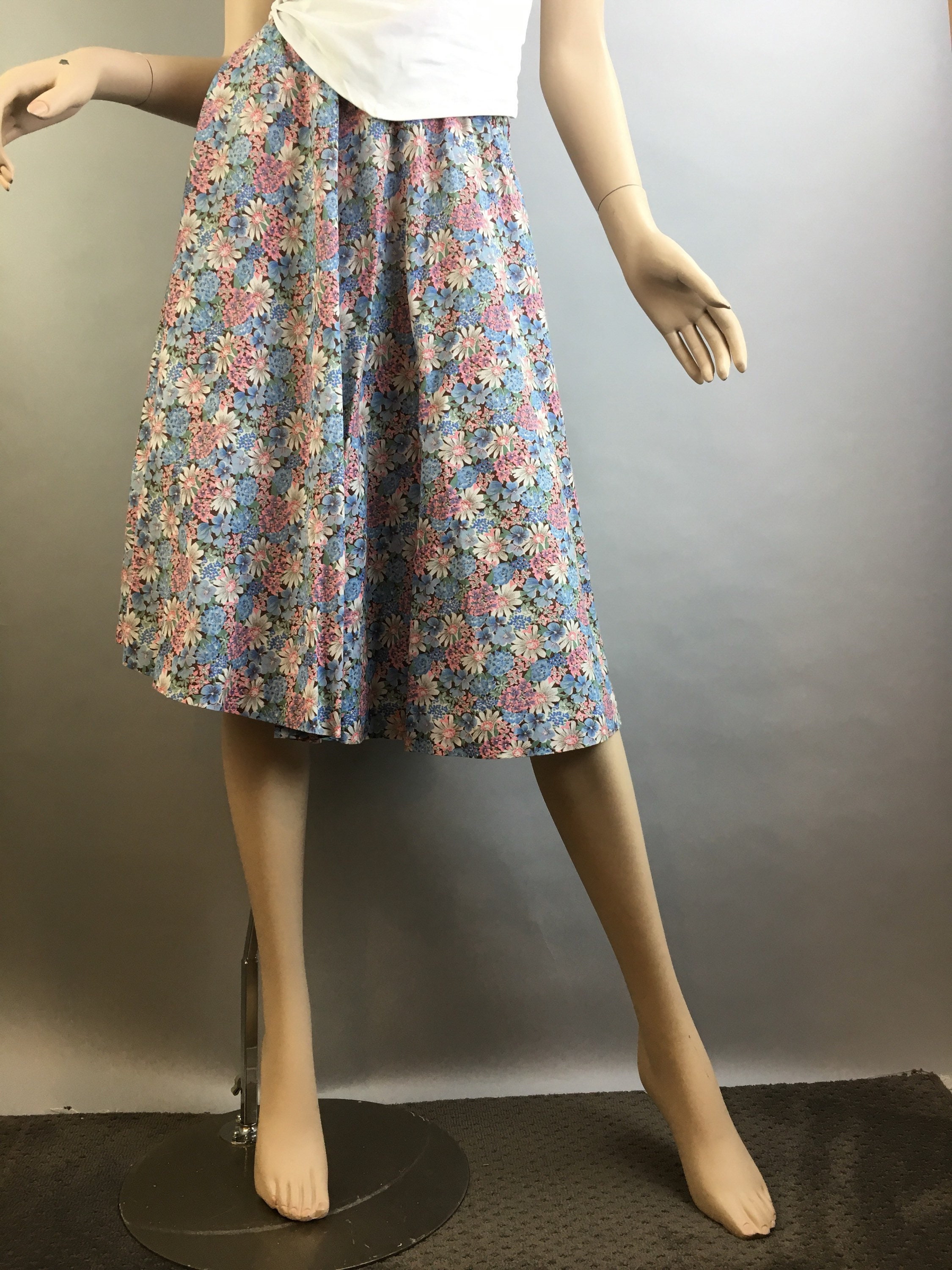 Vintage 60s A-line Skirt// 60s Floral Skirt// Handmade Vintage Skirt F1 ...