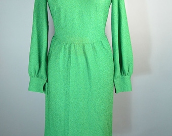 Bright Green 60s Dress// Grass Green Wiggle Dress// 60s Brady Bunch Sheath Dress (F1)