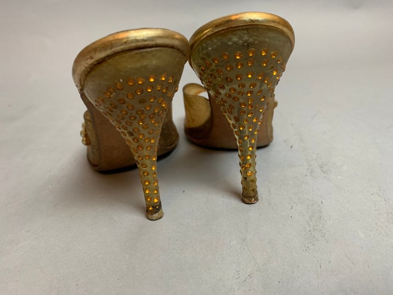 Vintage Plastic Shoes// 50S Clear Gold ANd Rhines… - image 5