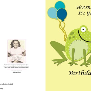 Diese Hoppy Geburtstagskarte hat einen niedlichen Frosch halten Ballons auf der Vorderseite der Karte wünschen Ihrem besonderen Freund verloren Geburtstagswünsche.