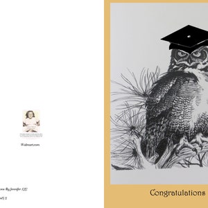 Carte de graduation, école secondaire, carte générale, graduation d’école secondaire, carte de voeux de hibou intelligent, grad de hibou, félicitations, carte d’occasion
