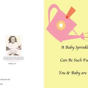 Cartão de chá de bebê (baby sprinkle), ocasião especial, bebê geral, cartão de bebê sprinkle, cartão de chá de bebê, dia especial, lata de água rosa,