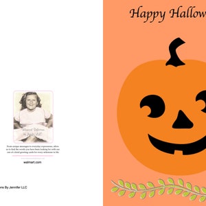 Esta tarjeta de Halloween está hecha a mano y escrita a mano. Comparte esto con la familia y amigos Código Halloween 1 Calabaza
