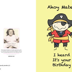 Ahoy Matey è un biglietto di compleanno che il tuo piccolo amico non dimenticherà mai. Carta birday pirata, compleanno bambini