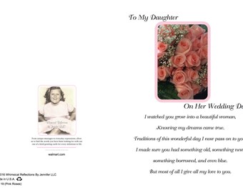 To my daughter on her wedding day, Pink Roses Greeting Card, Mother To Daughter Card, Wedding Card, Wedding Day Card, Special Occasion