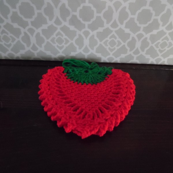 SALE Vintage Strawberry Crocheted Pot Holder