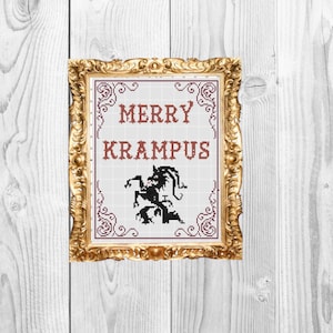 Merry Krampus - Christmas Holiday Funny Cross Stitch Pattern - Instant Download