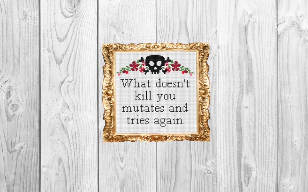 Funny Bacteria Patch - 'What Doesn't Kill You Mutates' Iron On / Sew On 3" Embroidered Patch For Hats, Jackets, Backpacks - Humorous Mental Health Gift - View #2