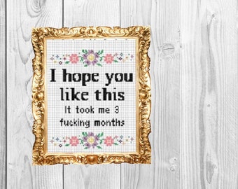 I hope you like this, it took me 3 f*cking months  - Funny Modern Cross Stitch Pattern - Instant Download