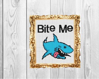 Bite Me - Shark Cross Stitch Pattern - Instant Download