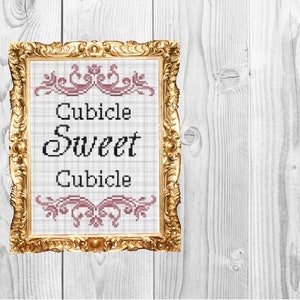 Cubicle Sweet Cubicle Funny Work Subversive Cross Stitch Pattern - Instant Download