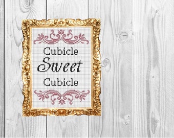 Cubicle Sweet Cubicle Funny Work Subversive Cross Stitch Pattern - Instant Download