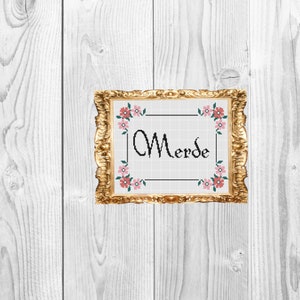 Merde - Funny Subversive and Snarky Cross Stitch Pattern - Instant Download