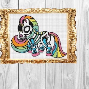 Pony Sugar Skull Day of the Dead, Dia De Los Muertas - Cross Stitch Pattern - Instant Download