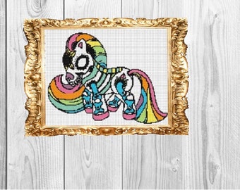 Pony Sugar Skull Dag van de Doden, Dia De Los Muertas - Cross Stitch Patroon - Direct downloaden