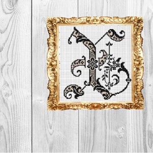 Letra monograma X: elegante, vintage, boda, bebé, hogar, subversivo, sarcástico, patrón de punto de cruz: descarga instantánea