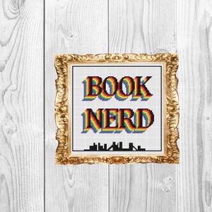 Book Nerd -  Funny Work Home Library Subversive Cross Stitch Pattern - Instant Download