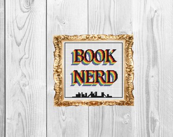 Book Nerd -  Funny Work Home Library Subversive Cross Stitch Pattern - Instant Download