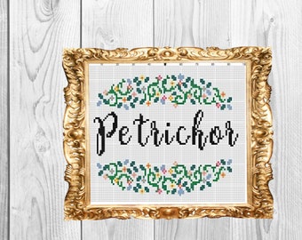 Petrichor - The Smell of the  Rain-  Cross Stitch Pattern - Instant Download